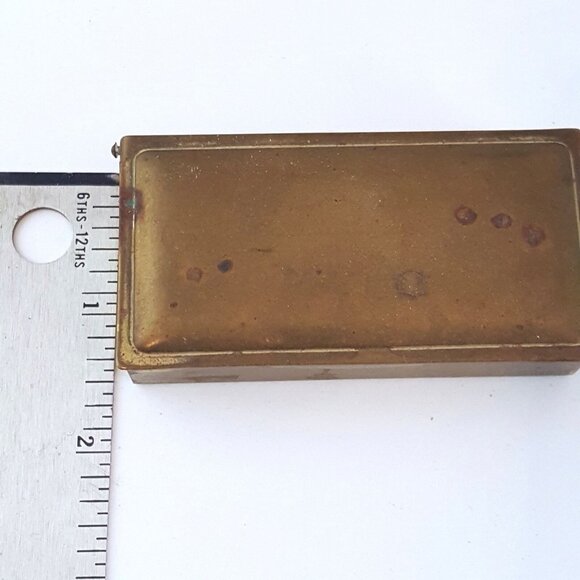 Antique Ges Gesch Austria Bronze Metal Stamp Box Trinket Pill Box 3 Slots - Picture 3 of 6